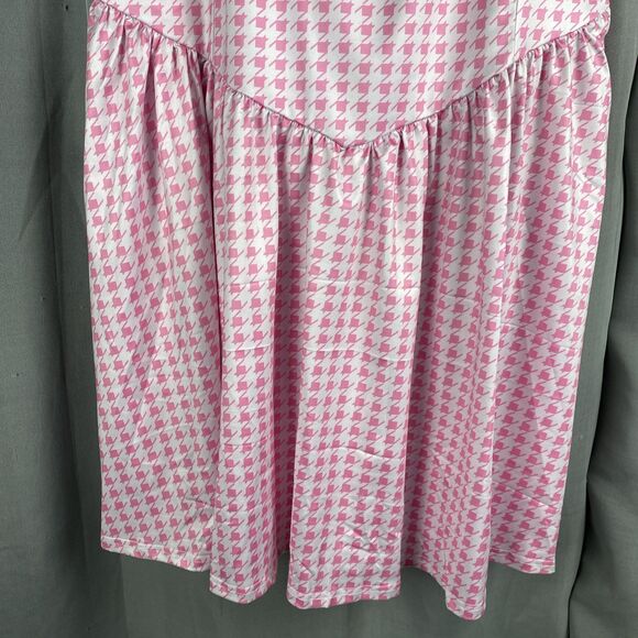 2 pc Womens XXL Pink Houndstooth Two-Piece Athletic Golf Tennis Dress & Shorts - Picture 6 of 16